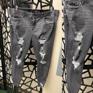 Torrid Bombshell Skinny Distressed Gray Jeans